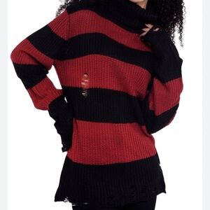 🔪⭐️Killstar Black and Red Distressed Sweater